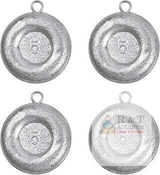 New 4pc 5oz Disc Sinkers Fishing Weights, Coin Sinkers Lead Weights No Roll Saltwater Surf Fish Weights Bottom Fishing Drifting Trolling Catfishing Tackle