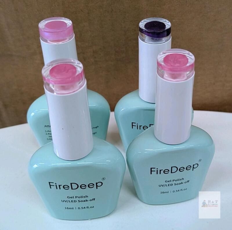 FireDeep Gel Nail Polish Set - 4 Colors, 16ml Bottles, UV/LED Soak-off, HEMA-Free, Long-Lasting