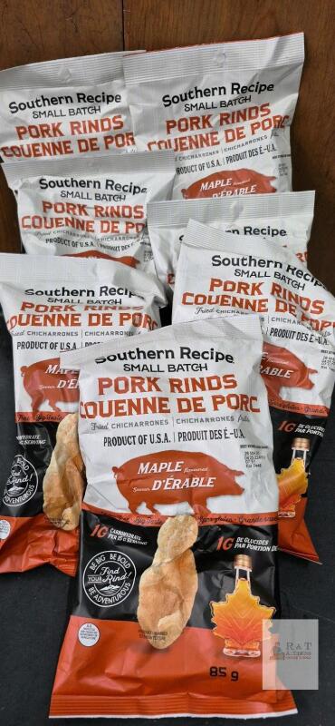 May 7, 2026, Southern Recipe Maple Flavored Pork Rinds, 3 oz Bags, Lot of 6, High Protein, Low Carb