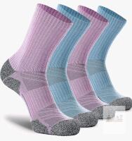 4-Pack New CWVLC Crew Hiking Socks, Cushion, Moisture Wicking, Arch Compression Boot Socks , Medium (7-8.5)