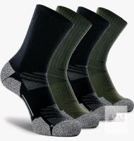 4-Pack New CWVLC Crew Hiking Socks, Cushion, Moisture Wicking, Arch Compression Boot Socks . Black & Green - XL (12-14l