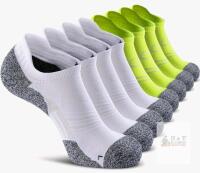 8-Pack New CWVLC No Show Sports Compression Socks for Men & Women w/Cushion . Lime Green / White . Medium (7-8.5)