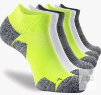 6-Pack New CWVLC No Show Sports Compression Socks for Men & Women w/Cushion . Lime Green / White . Medium (7-8.5)