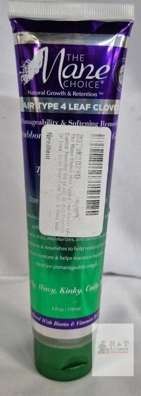 The Mane Choice Hair Type 4 Leaf Clover Edge Control Freezing Gel, 4 fl oz, for Curly/Coily Hair