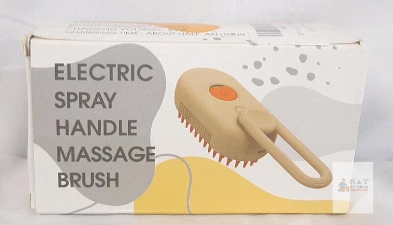 Electric Spray Handle Massage Brush, 150mAh, Cream, USB Rechargeable, For Pet Grooming