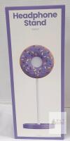 Donut Headphone Stand, Universal Fit, Accessory Organizer, Purple Figural Design, 11.61"x4.52"