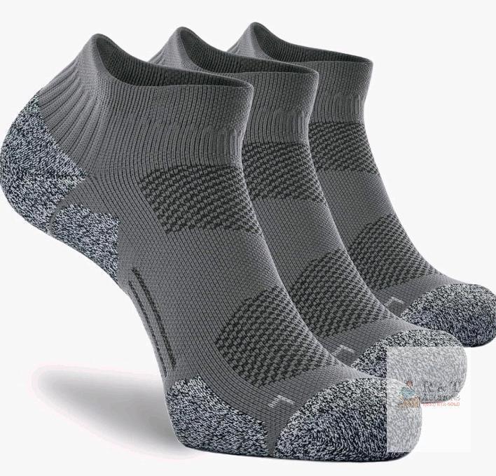 6-Pairs New CWVLC Unisex Cushioned Compression Athletic Ankle Socks , Grey . Large (10-12)