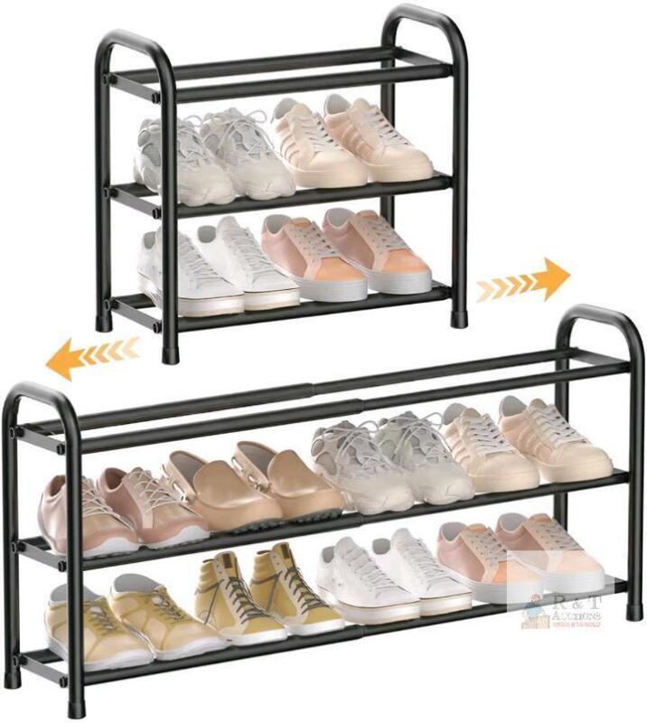 New - Orgahome 3-Tier Metal Shoe Racks Black , Free Standing , Expandable . Some Assembly Required