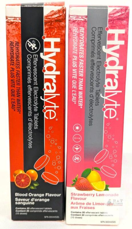[exp 10-12/2027] 2 New Hydralyte Electrolyte Tablets | BLOOD ORANGE & STRAWBERRY LEMONADE Flavored Electrolytes | Pre-Workout and Post-Workout Hydration Solution to Enhance Performance and Maximize Recovery | (2 Tablets per Serving, 20 Tabs Per)