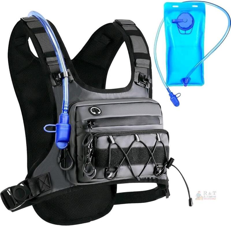 New O/S Unisex Running Vest 2L Water Bladder, Lightweight Breathable Reflective Design, Adjustable Shoulder Straps with Phone Pocket, Ideal for Cycling & Mountain Sports