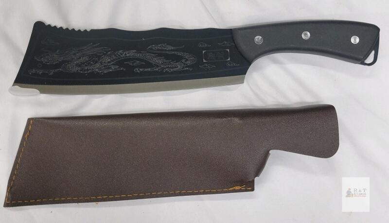 New - Tiksec Dragon Slaying Knife w/Sheath . Measures 12" long
