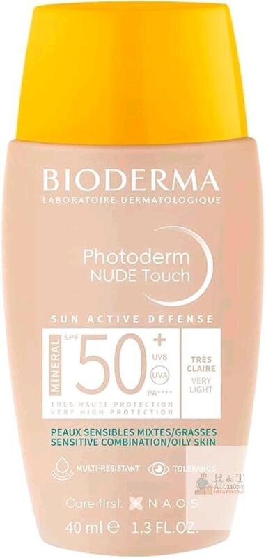 [exp 08/2027] New BIODERMA Photoderm Nude Touch | Very Light | Sun Active Defense SPF 50+ Tinted Sunscreen for Sensitive Combination/Oily Skin, 8hr Anti-Shine, 80 Minutes Water Resistant, 40ml
