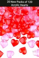 25 New Packs of 120 KUUQA Acrylic Hearts Red Acrylic Hearts for Table Decoration/Home Decoration/Vase Fillers in Valentine's Day or Wedding Day