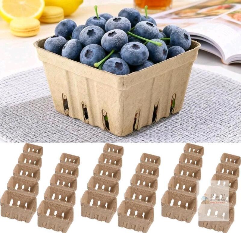 30 New Natural Pulp Fiber Berry Baskets, Small Farmers Market Produce Paper Pulp Fruit Baskets, Strawberry Paper Basket for Hold Different Fruit
