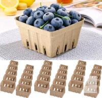 30 New Natural Pulp Fiber Berry Baskets, Small Farmers Market Produce Paper Pulp Fruit Baskets, Strawberry Paper Basket for Hold Different Fruit