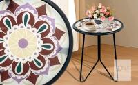 New LIFFY 12" Indoor / Outdoor Round Glass Accent Table with Metal Frame, Home Decorative Plant Stand & End Table Outside for Patio, Garden, Yard, Kitchen, Porch