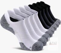 8-Pack CWVLC No Show Sports Compression Socks for Men/Women w/Cushion , Black / White - XL (12-14)