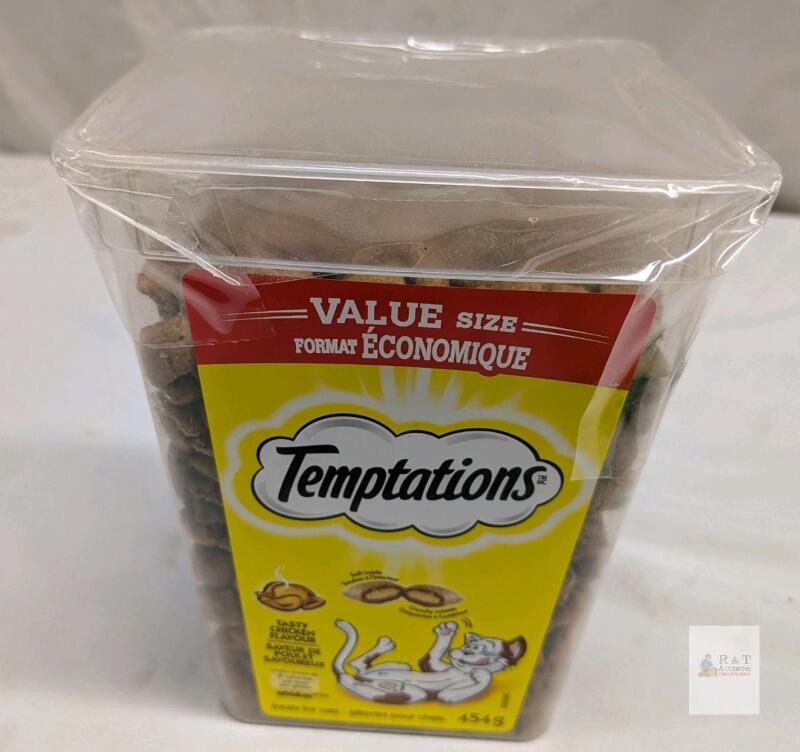 Temptations Cat Treats Value Size 454g Chicken Flavour, Sealed Tub, Expiry 2027 Canada