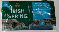 Irish Spring Active Scrub 6-Bar Pack, 3.7oz Each, Exfoliating Deodorant Soap, UPC 035000142204