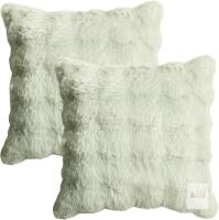New AVOIN colorlife Set of 2 Soft Faux Fur Bubble Throw Pillow Covers 18 x 18 Inches, Fluffy Plush Velvet Cushion Cases Pillowcases Home Decorative for Couch Sofa Bed Green