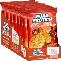BB JAN 27 Pure Protein Popped Crisps Hickory Barbecue 8-Pack - 12g Protein, Gluten Free, 1.27 oz Bags