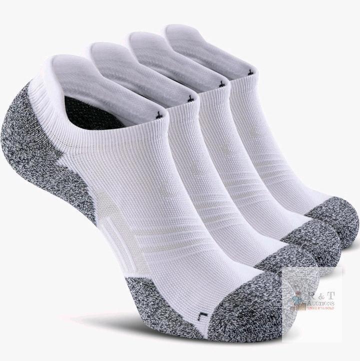 8-Pack New CWVLC Unisex Cushioned Compression Athletic Ankle Socks , White . XL (12-14)