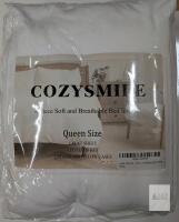 COZYSMILE Queen Size 4-Piece Bed Sheet Set, White, Deep Pocket, OEKO-TEX Certified