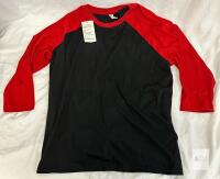 NEW Decrum XXL Raglan Baseball T-Shirt, Black/Red, 60% Cotton 40% Polyester, Long Sleeve, Pullover