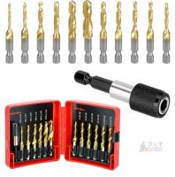 New - QWORK HSS Tap Bit Set, 13 Pcs SAE/Metric Combination Drill Tap & Tap Bit Set, Screw Tapping Bit Tool for Drilling Tapping
