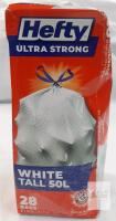 Hefty Ultra Strong Tall Kitchen Trash Bags, White, 50L (13.2 gal), 28 Count, Drawstring, Scented