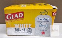 Glad ForceFlex 45L Tall Kitchen Trash Bags, Febreze Scent, 24x28", 50 Count, Open Box