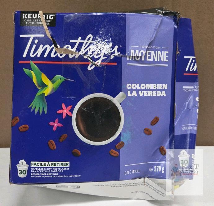 Timothy's Colombian La Vereda Medium Roast Coffee, 30 Keurig K-Cup Pods, 270g, Damaged Box