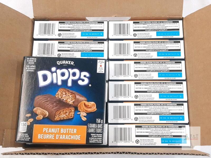 BB MAY 2026 Quaker Dipps Peanut Butter Granola Bars, 5 Bars/Box, 16 Boxes, 156g Each, Lot 0822K51139