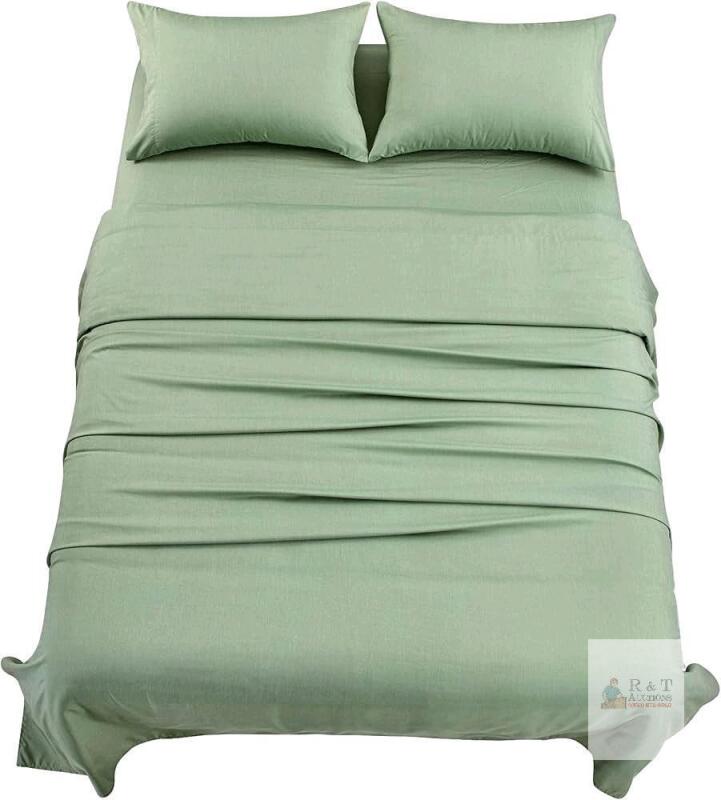 New Mooreeke Bamboo Draps King Sheets, Cooling Bed Sheets Rayon Derived from Bamboo, Green Breathable & Soft Bed Sheets