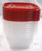 NEW Plastic Food Storage Containers with Red Lids, 1.25 Cup Capacity