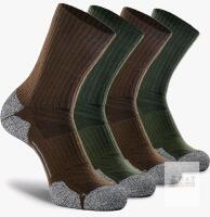 4-Pack New CWVLC Crew Hiking Socks, Men / Women Elite Cushioned Boot Socks . Green / Brown - XL (12-14)