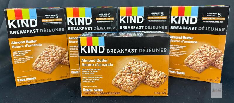 BB {2026 MAY} 5 NEW KIND Breakfast Bars &ndash; Almond Butter, 8 Bar Boxes (Case Lot, 5 Boxes, 40 Bars)