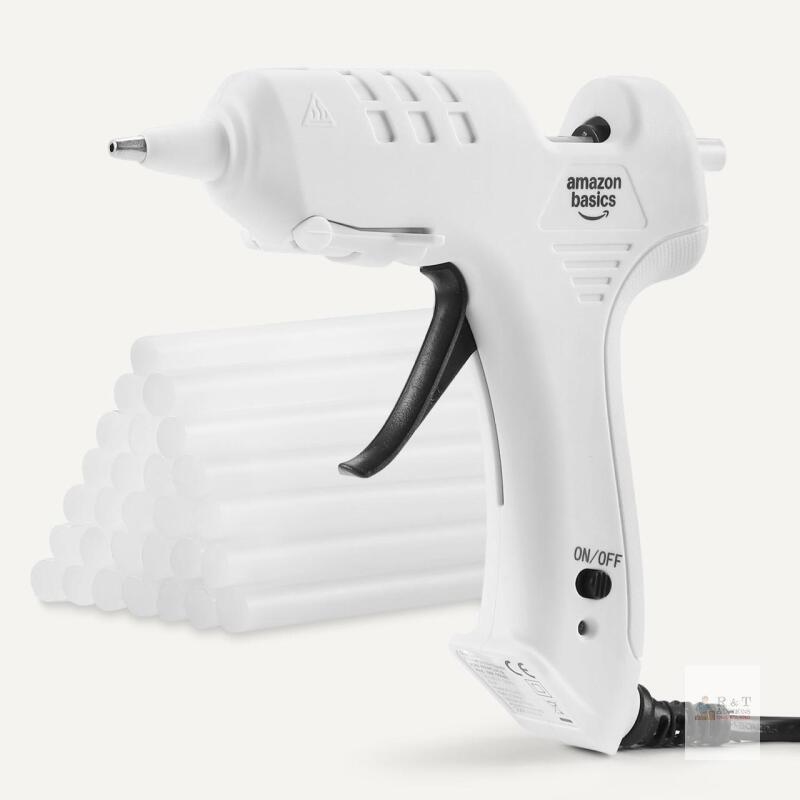 Amazon Basics NKK-006WN Hot Glue Gun Kit, 20W, Includes 30 Glue Sticks, Corded, White