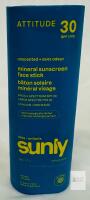 ATTITUDE Sunly Mineral Sunscreen Face Stick SPF 30, Kids, Unscented, 20g, Vegan, Plastic-Free