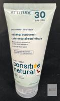 Attitude Baby Mineral Sunscreen SPF 30 Unscented, Sensitive Skin, Zinc Oxide, 2.6oz (75g), Vegan