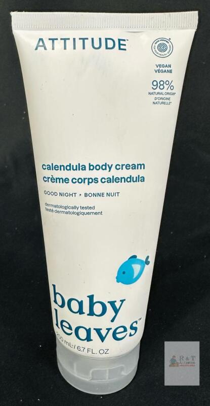 Attitude Baby Leaves Calendula Body Cream, 6.7oz, Gentle Vegan Formula, EWG Verified, 98% Natural