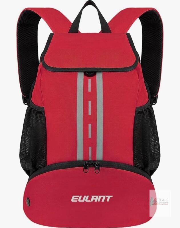EULANT Hydration Backpack, Red/Black, Reflective Stripe, 2L Bladder Compatible