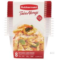 Rubbermaid TakeAlongs 8-Pack 5.2 Cup Square Containers Ruby Lids BPA-Free Microwave/Dishwasher Safe