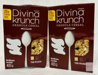 2 Divina Krunch Triple Chocolate Granola Cereal, 14.1 oz (400 g), UPC 4008713707694- with a best before date of 2026 JN 06