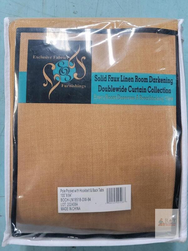 New Exclusive Fabrics Faux Linen Room Darkening Curtain , 100"&times;84 - Butterscotch . Single Panel