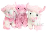 3 New 9" Tall Pink Plush Highland Cow Stuffies