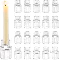 New Romadedi Glass Candle Holder for Candlestick - 20 Pcs Clear Small Tapered Candle Holder Wedding Decor Table Centrepiece Bulk for Candle Sticks Party Living Room Dinner Advent (2 Boxes of 10)