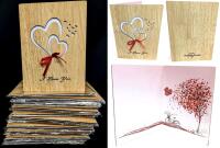 21 New Laser Cut, Heart Shaped Anniversary Cards Made From Real Bamboo, 6.25" &times; 8.6"