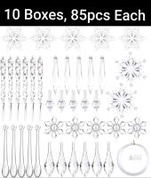 10 New 85 PCS Christmas Decoration Acrylic Snowflake Icicles Christmas Tree Icicle Snowflake with Crystal Line Ornaments Set for Christmas Party Decorations