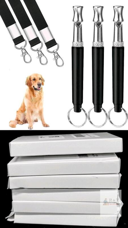 6 New 3-Packs Ultrasonic Dog Whistle for Recall Training, Professional Adjustable Dog Whistles Training to Stop Barking Silent Control Neighbors Dog, with Black Lanyards (Black)